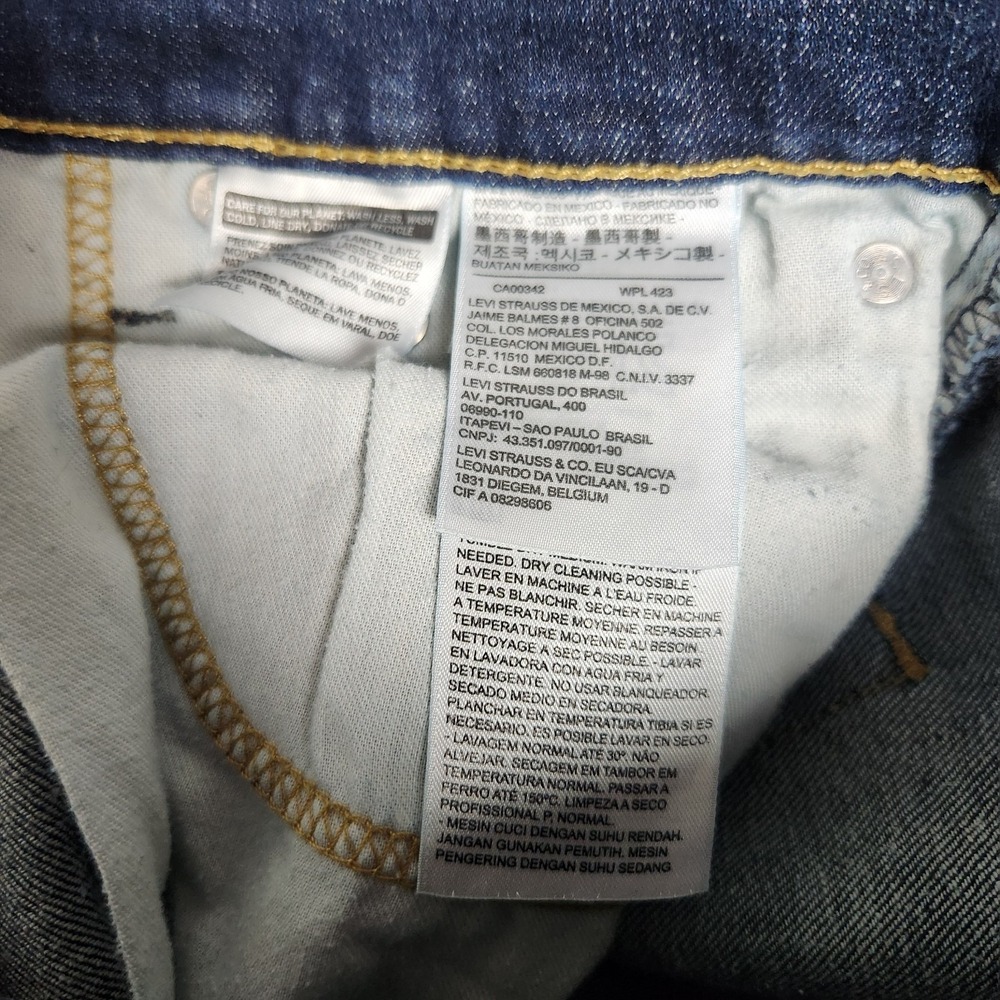 Levis 513 Jeans Men 32x31 Blue Dark Wash Slim Straight Denim Embroidered Skater‎ - Picture 5 of 9